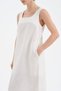 Women's 100% Linen Striped Sleeveless Design Long Dress - 5