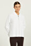 Ecru Zippered Knitwear Women's Jacket
