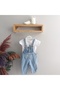 0372 Rabbit Ear Denim Soft Textured Salopet & T-Shirt Set 6-9/9-12/12-18/18-24 Months - 2