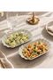 Set of 3 Kayak Plates Pearl Wave Pattern 26 cm Ceramic Model Cream Presentation Kayak Plates for Serving - 3