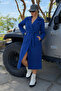 Women's Winter Double-Breasted Collar Basic Blue Midi Cashmere Coat