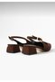 Women's Bitter Brown Strappy New Season Short Heeled Ballerina Shoes - 2