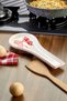 Ceramic Ribbon Patterned Dirty Spoon Holder 27 cm Stove Side Countertop Spoon Rest with Pink Detail - 5