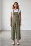 Women's Green Gabardine Gardener Overalls with Front Pockets and Straps Alc-X12186