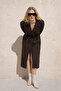Women's Premium Double-Breasted Collar Brown Long Cashmere Coat - 2
