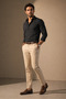 Men's Black Pinstripe Long Sleeve Shirt - 2