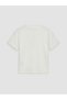 White Crew Neck T-Shirt with Ruffle Detail for Girls