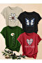 Unisex Mixed Print T-Shirt Set – 4-Pack Crew Neck Casual T-Shirts