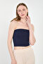 Women's lycra strapless bodysuit - navy blue
