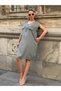 Zipper Detailed Tencel Fabric Turquoise Dress – Comfortable Fit for Casual Elegance - 3