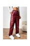 Women's High Waist Lace-Up Leather Pants