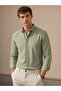 Men's Olive Green Pinstripe Long Sleeve Shirt