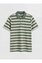 Green Polo Collar Striped Men's T-Shirt - 3