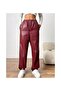 Women's High Waist Lace-Up Leather Pants - 2
