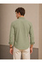 Men's Olive Green Pinstripe Long Sleeve Shirt - 5