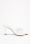 Women's White Gold Buckle Open Toe Heeled Slippers - 2