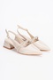 Open Back, Stone Detailed, Pointed Toe, Low Heel, Daily Ballerina Women's Heeled Shoes