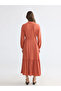 Orange Judge Collar Textured Dress