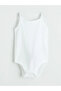 White Strappy Baby Girl Snapback Bodysuit 3-Piece Set - 5