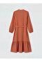 Orange Judge Collar Textured Dress - 2