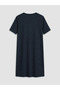 Navy Blue Crew Neck Polka Dot Women's Nightgown - 3