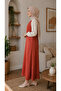 Women's Orange Special Knitted Fabric Gilet Dress with Adjustable Rope Straps - 2
