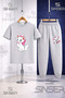 Children's Cat with Ribbon Side Standing 3-Piece T-Shirt Tracksuit Set - 3