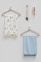Caramell Baby Baby Boy 2-Piece Blanket - Comb - Pacifier Strap 4-Piece Boxed Set