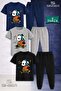 Children's Panda Skateboard Colorful Note 3Lu in a Square 3L T-Shirt and Sweatpants Set