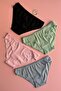 Women's 4-Pack Cotton Pink, Soft Blue, Green, and Black Color Ribbed Flexible Triangle Slip Panties
