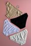 Women's 4-Pack Cotton Black, Ecru, Nude and White Color Ribbed Flexible Triangle Slip Panties - 2