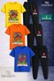 Children's Orumcekman Green Moon Laying down 3-Piece T-Shirt and Tracksuit Set in a Square