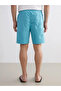 Turquoise Knee Length Basic Men's Swim Shorts