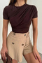 Women's Draped Gathered Short Sleeve Blouse - 2