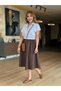 Şans Li̇fe Women's Elastic Waist Zippered Polo Collar Poplin Parachute Fabric Medium Length Dress - 6