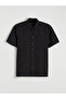 Black Short Sleeve Single Pocket Regular Fit Men's Shirt