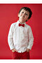 White long sleeve boy's gabardine shirt and bow tie - 4