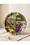 Zera Mixed Fruit Patterned Metal Serving Tray - Decorative Round Presentation Tray (35cm) - 3