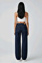 Women's Retro Cut High Waist Loose Jean Blue Snow Lycra Pants - 7