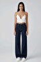 Women's Retro Cut High Waist Loose Jean Blue Snow Lycra Pants - 4