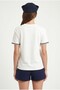 Women's Marine Collar Embroidered 100% Cotton Short Sleeve White Knitted T-Shirt - 6