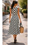 Women's Double-Breasted Collar Striped Strap Summer Diving Dress - 3