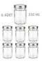 6 Pcs Silver Color Deep with Lid Transparent Jam Sauce Canned Peanut Butter Tahini Molasses Glass Jar 350ml