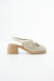 Allone Genuine Leather Women's Beige Daily Comfortable Heeled Sandals - 2