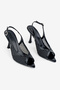 Black Stylish Stoned Thin Heel Women's Evening Dress Shoes - 3