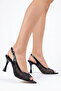 Black Stylish Stoned Thin Heel Women's Evening Dress Shoes - 5