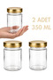 2 Pcs Gold Color Deep with Lid Transparent Jam Sauce Canned Peanut Butter Tahini Molasses Glass Jar 350ml