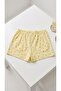 3-Piece Cotton Thin Breathable Satin Ribbon Waist Detail Ayicik-Li̇mon-Kurdele Patterned Shorts Single Bottom Pajamas - 8