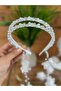 Ecru Double-Row Pearl Crown with Dangling Earrings - Maternity/Bridal Crown - 2