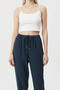 Women's Ankle-Length Summer Trousers with Elastic Waist and Double Pockets - 5